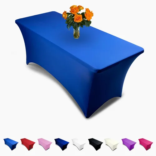 Vista 7 de Mantel cubremesa elastizado, rectangular, de 6 ft, de lino de lycra ajustado, para cubrir la mesa de DJ, artesanos, vendedores, bodas, fiestas