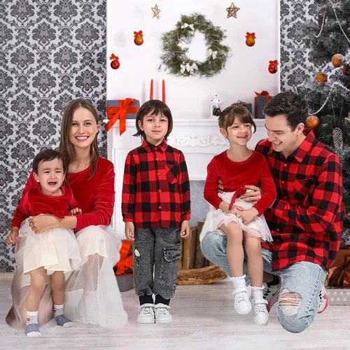 Vista 2 de Trajes de Navidad a juego para la familia, falda de encaje para padres e hijos, disfraz de Navidad a juego para mujeres, hombres y niños