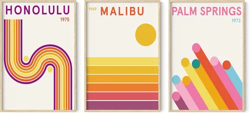 Vista 88 de HAUS AND HUES - Arte de póster Bauhaus - Juego de 3 arte de pared abstracto moderno, pósteres vintage e impresiones, arte de pared azul y amarillo