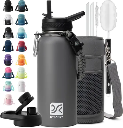 Vista 72 de DYSANKY Botella de agua aislada de 32 onzas, metal al vacío de acero inoxidable grueso, jarra de agua deportiva portátil para gimnasio y senderismo