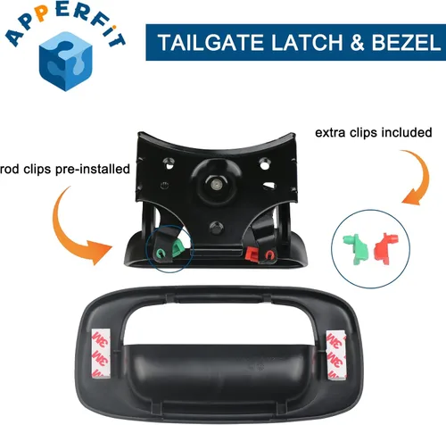 Vista 2 de APPERFiT Mango de puerta trasera y bisel compatible con Chevrolet Chevy Silverado GMC Sierra 1500 2500 3500 de 1999-2006, reemplaza 15997911