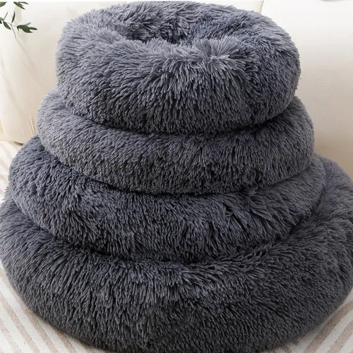 Vista 6 de Camas para gatos de interior, cama redonda para perros pequeños, color gris Gris-oscuro
