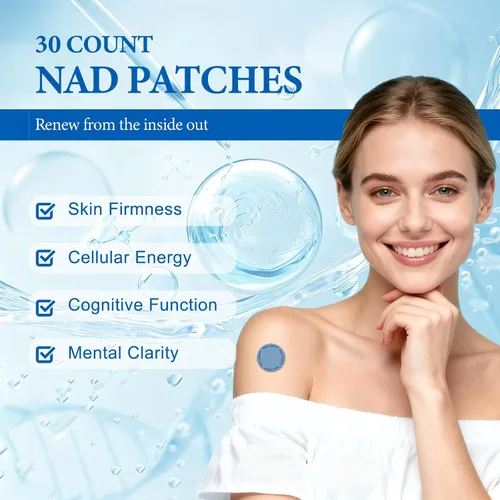 Vista 3 de Parches NAD+ para mujeres y hombres, parche NAD+para energía y envejecimiento saludable, soporte de bienestar de nicotinamida y resveratrol, vegano