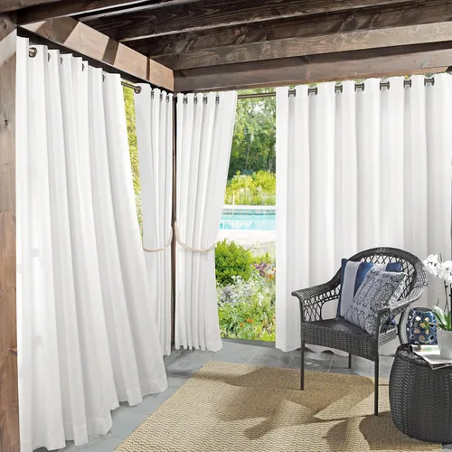 Vista 12 de Panel de cortina con ojales Sun Zero Marina para interior/exterior con protección UV y eficiencia energética, 54 x 95 pulgadas, cuarzo rosa