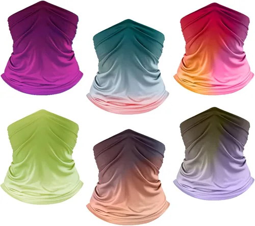 Vista 9 de UPF 50+ Sun Protection UV Cooling Neck Gaiter Face Mask Gradient Color Scarf Breathable Bandana for Men & Women