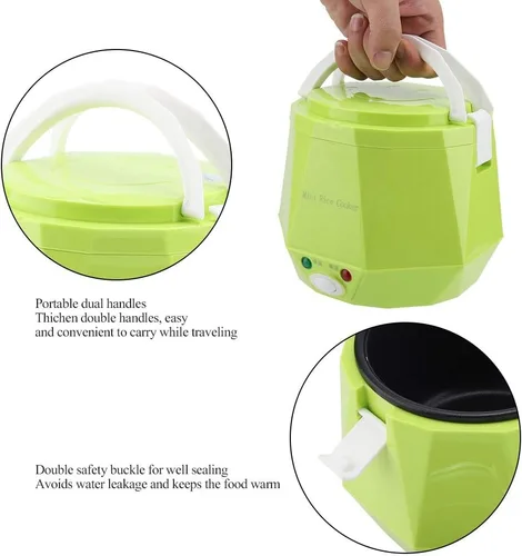 Vista 8 de Arrocera eléctrica, vaporizador de alimentos portátil para automóvil, camión, mini olla de arroz de viaje, calentador de alimentos portátil de 12 V