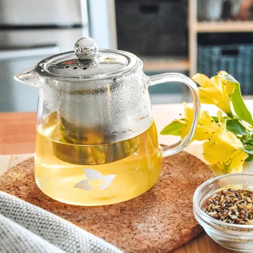 Vista 6 de DelighTeas® Tetera de vidrio Vidrio de borosilicato, infusor extraíble de acero inoxidable Diseñada con boquilla que no gotea