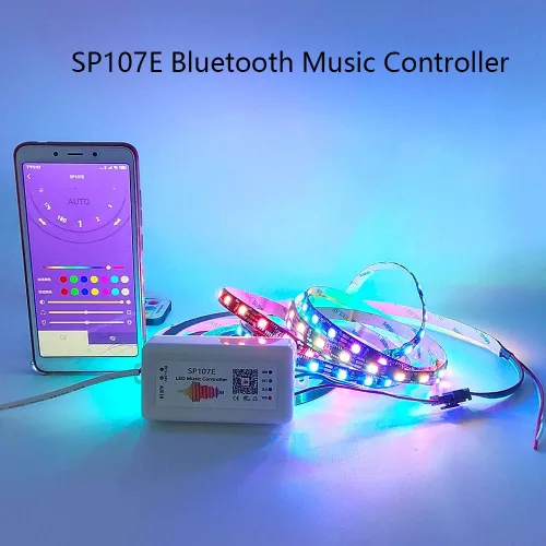 Vista 5 de WS2811 WS2813 WS2815 WS2812 WS2812B Tira de píxeles LED SP107E Música Bluetooth RGB LED Controlador Traje para tira LED, Panel Matriz, Módulo