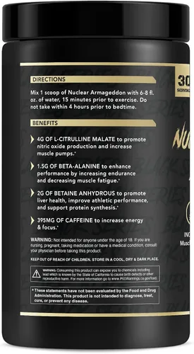 Vista 2 de Anabolic Warfare Nuclear Armageddon - Polvo de preentrenamiento para hombres y mujeres con L-citrulina, beta alanina en polvo y cafeína