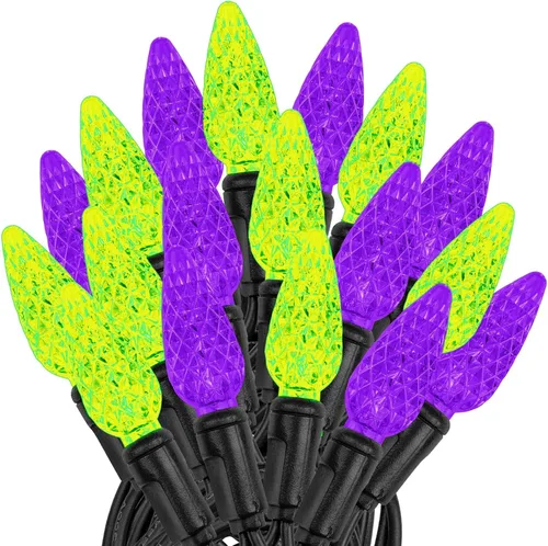 Vista 25 de Novelty Lights - Mini juego de 70 luces C6 LED de Navidad, serie de luces de grado comercial para exteriores, cable verde, 24 pies