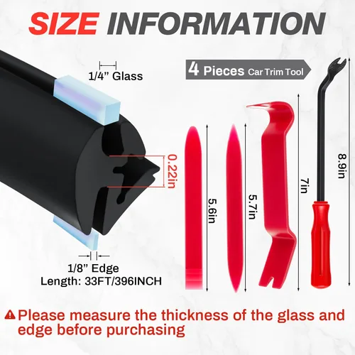 Vista 2 de Nuanchu Junta de bloqueo de ventana de goma densa EPDM de 33 pies para vidrio de 1/4 pulgadas y borde de 1/8 pulgadas, junta de sistema de bloqueo