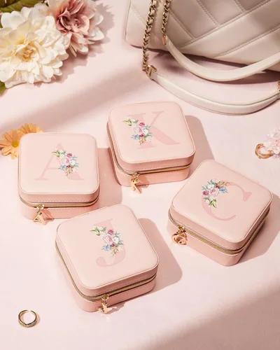 Vista 2 de Enthralite Joyero de viaje personalizado, artículos esenciales de viaje para mujeres, organizador de viaje pequeño, joyero para collares, aretes