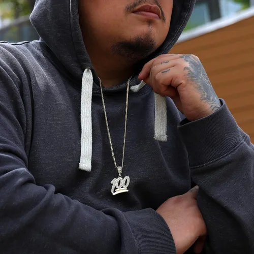 Vista 9 de Collar de hip hop tipo cadena cubana con Emoji 100, 3 mm, 30", dorada, para hombre