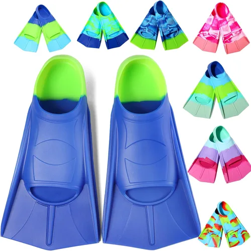 Vista 16 de Aletas de Natación para Niños, Aletas Cortas Cómodas para Natación de Vueltas y Entrenamiento para Niños, Niñas, Niños, Principiantes
