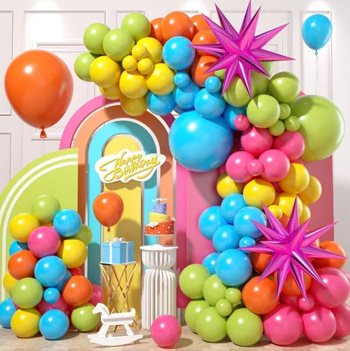 Vista 8 de Kit de arco de globos color verde azulado, globos blancos y negros, lámina de estrella plateada, perfecto para cumpleaños, bodas, baby shower