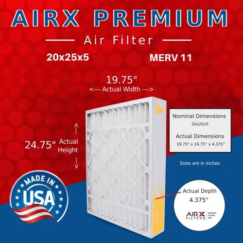 Vista 2 de AIRX FILTERS WICKED CLEAN AIR. Filtro de aire MERV 11 de 20 x 25 x 5 compatible con White Rodgers FR2000U-108 Filtro de horno Paquete de 2