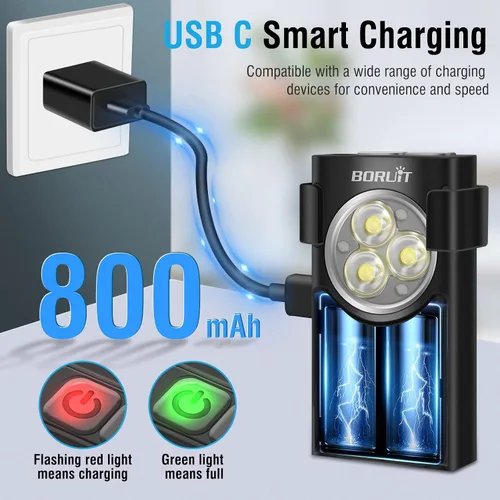 Vista 9 de BORUIT V10 Pequeño llavero potente linterna y V7 LED mini linterna con clip