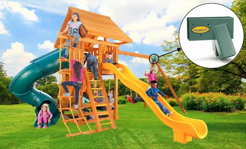 Vista 5 de Eastern Jungle Gym Fácil 1-2-3 Soportes A-Frame 2 para juego de swing con todos los hardware de montaje, verde