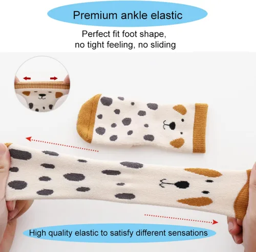 Vista 3 de Calcetines de bebé antideslizantes para niños pequeños, calcetines cálidos gruesos antideslizantes para niñas y niños recién nacidos, 5 pares