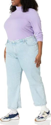 Vista 8 de Tienda Essentials Camiseta de cuello alto de punto acanalado de manga larga para mujer (disponible en tallas grandes), paquete de 2