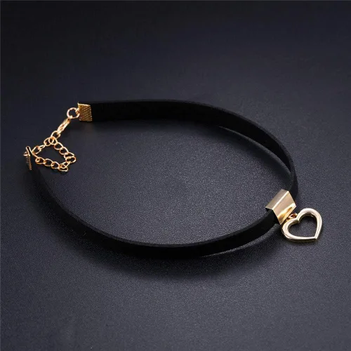 Vista 3 de PAURO Gargantilla de cinta de terciopelo negro para mujer con dije de anillo tórico dorado y plateado clásico