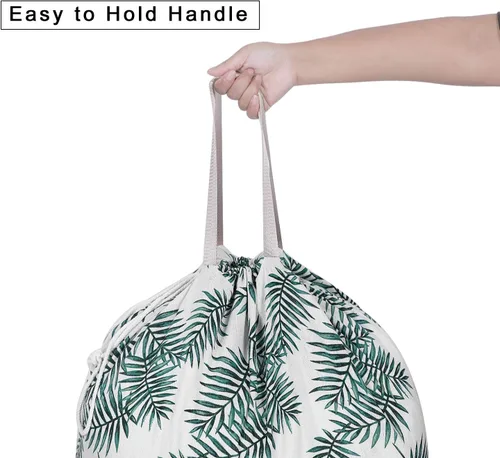 Vista 3 de Bolsa de lavandería extra grande con cordón y asa, bolsa de ropa sucia de viaje resistente para lavandería y hogar, forro duradero para cesta