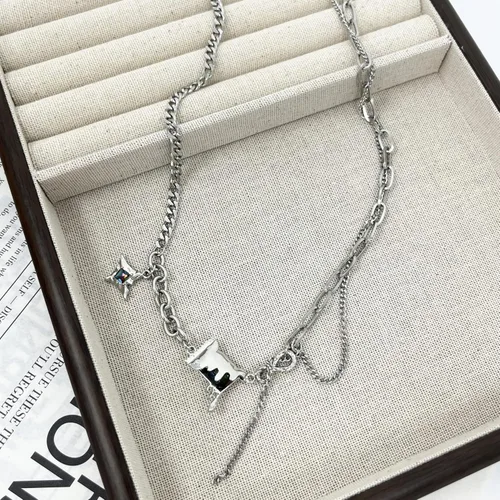 Vista 31 de Y2k - Collar irregular con dije de estrella, piedra de luna, diseño de cadena de moda, joyería de plata picante para mujer