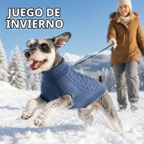 Vista 2 de Suéteres pequeños para perros, ropa de cuello alto de punto suave para clima frío, suéter ligero y cálido para cachorros para chihuahua, yorkie Azul