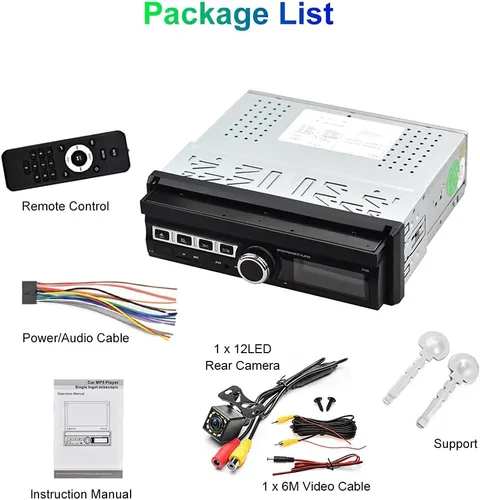 Vista 6 de Hikity Estéreo del coche de la pantalla táctil del solo DIN de 7 pulgadas