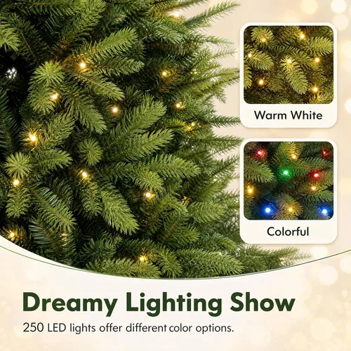 Vista 5 de COSTWAY Árbol de Navidad artificial de 5 pies con 11 modos de iluminación
