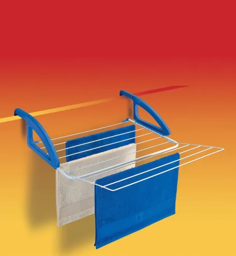 Vista 3 de Metaltex Bries - Aireador de lavandería con ala plegable, revestimiento epotherm, azul, blanco