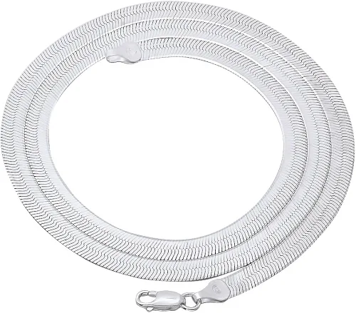 Vista 5 de 3mm-14mm Solid .925 Sterling Silver Flat Herringbone Chain Necklace or Bracelet