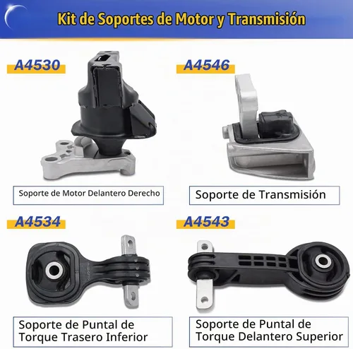 Vista 3 de Juego de 4 soportes de motor y transmisión para Honda Civic 1.8L A4530 A4534 A4543 A4546 de 2006, 2007, 2008, 2009, 2010, 2011