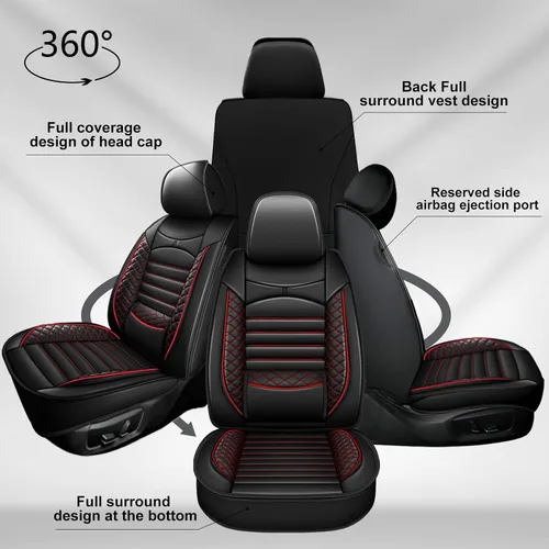 Vista 7 de Fundas de asiento de auto para Ford Fusion 2010-2020: juego completo de fundas protectoras de asiento impermeables de piel sintética compatible