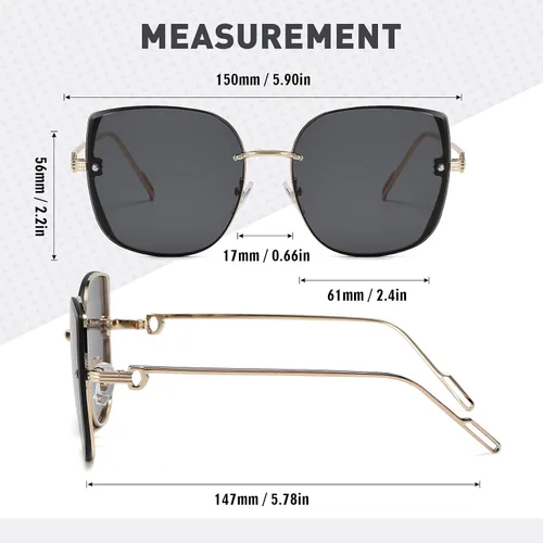 Vista 3 de Bevi Gafas de sol vintage sin montura de metal con protección UV 400, gafas de moda para mujer