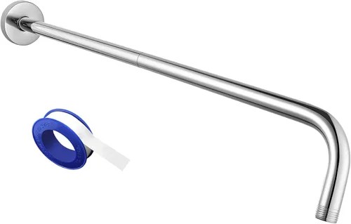 Vista 18 de Brazo de ducha Voolan con brida y cinta de teflón, brazo de cabezal de ducha extensible para cabezal de ducha fijo de baño, acero inoxidable sólido