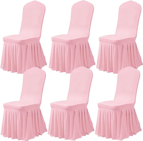 Vista 47 de Dimatic Juego de 2 fundas elásticas para sillas de comedor, fundas Parsons con falda, de elastano súper ajuste, funda protectora de asiento para Azul