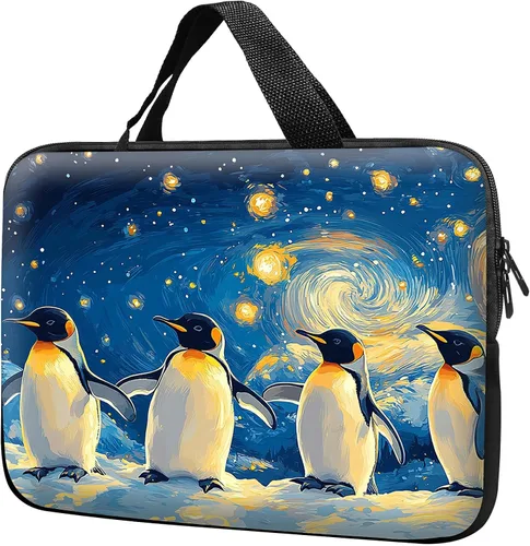 Vista 14 de Funda para laptop con asa de 10 pulgadas, impermeable, diseño de onda, compatible con MacBook Air, Pro, HP, Dell, Lenovo, ASUS