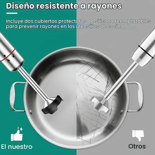 Vista 7 de Colarlemo Batidora de inmersión de mano 4 en 1 de 1800 W, batidora de mano para triturar hielo, alimentos para bebés, sopa, batidora de mano de 8