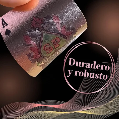 Vista 4 de Cartas de póquer de papel de aluminio impermeables, baraja de naipes de plástico para regalo (3 barajas (oro + oro rosa + negro)) 3 cubiertas