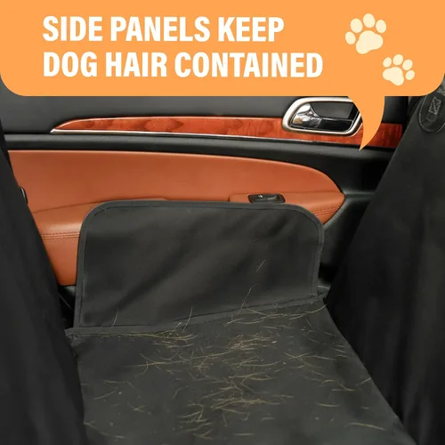 Vista 7 de Active Pets Funda Impermeable Tipo Hamaca Estándar para Asiento de Automóvil, Se Adapta a Sedanes, Hatchbacks, Crossovers, Cupés, Vehículos Naranja
