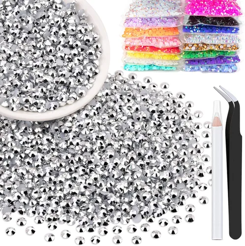 Vista 43 de 5000 piezas de 2mm de strass de resina a granel, strass de gel negros con parte posterior plana y redonda para embellecer sin termoadhesión, gemas