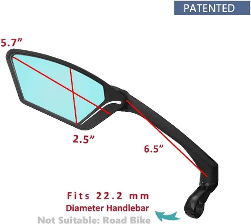 Vista 2 de Nueva lente de vidrio resistente a los arañazos, espejo de bicicleta para manillar, espejo retrovisor seguro giratorio, espejo de bicicleta, ME-010