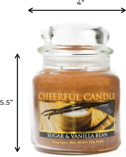 Vista 5 de A Cheerful Giver - Sugar & Vanilla Bean - Tarro de vela perfumado mediano de 16 onzas con tapa - Vela alegre - 80 horas de tiempo de combustión