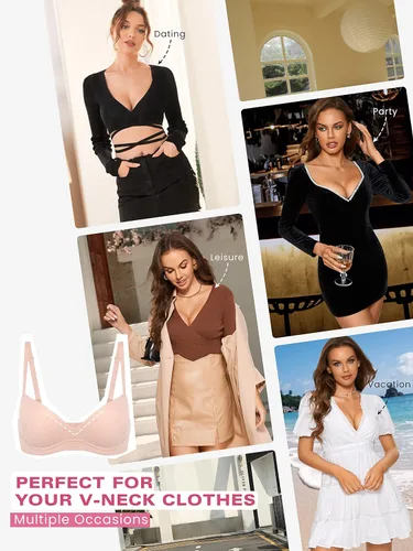 Vista 6 de DOBREVA Sujetador push up para mujer, sin varillas, cómodo, sin aros, acolchado