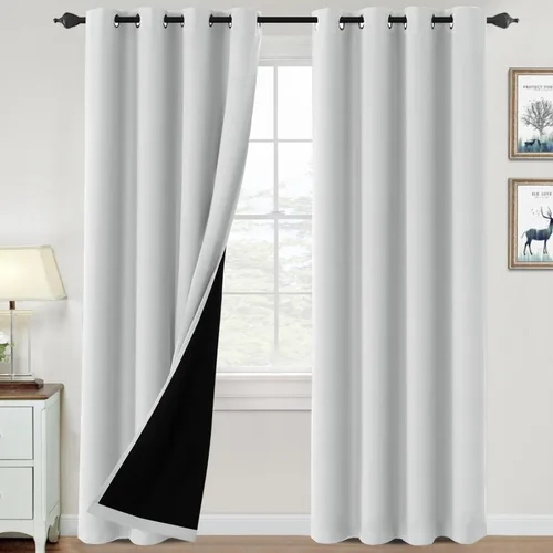 Vista 43 de H.VERSAILTEX Cortinas 100% de opacidad para dormitorio, con aislamiento térmico, cortinas opacas de 63 pulgadas de largo, cortinas de bloqueo