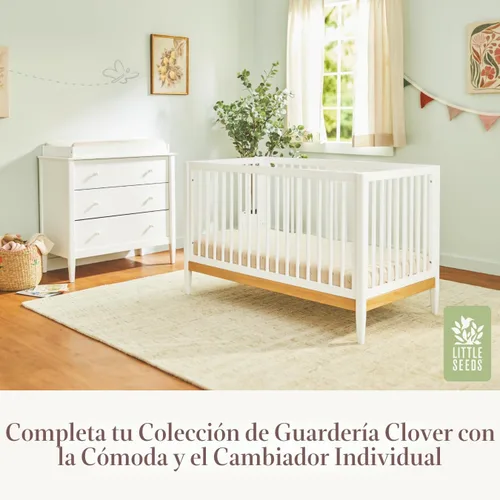 Vista 7 de Little Seeds Cuna convertible Clover 4 en 1, verde arboleda/natural