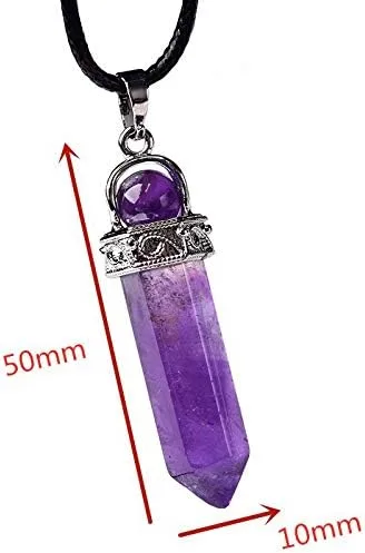 Vista 6 de 1 colgante de amatista de cristal natural, moda de reiki, punto curativo, collar de gemas crudas, recuerdo para hombres y mujeres, joyería mineral