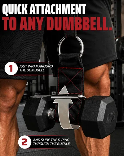 Vista 4 de THEFITGUY Paquete definitivo de cinturón de inmersión y correas para mancuernas, para placas de carga, mancuernas y pesas, ajuste seguro