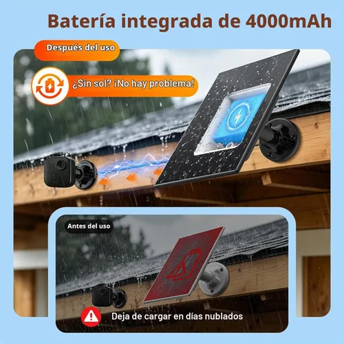 Vista 3 de 4 paneles solares para cámara Blink, energía solar + batería integrada de Negro